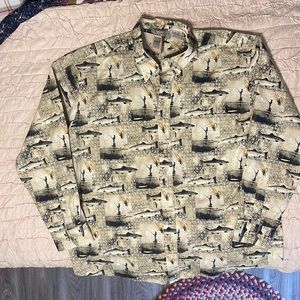 2 for $10.00 Fly fishing themed long sleeve dress shirt. XL